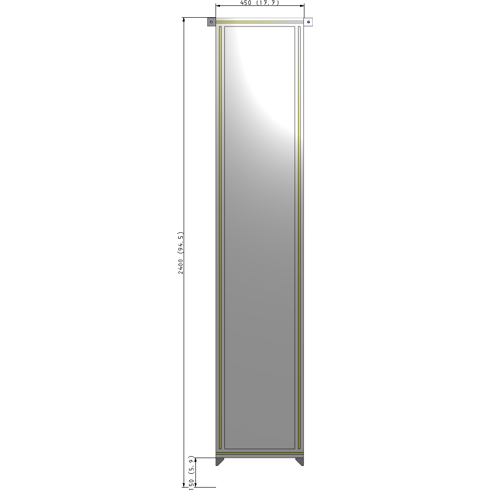 A4-2400-0450-0150-TYPZK SINGLE PANEL-NO LEGS WITH TIE PLATES AND ANGLE 2400MM X 450MM  1/4" POLYCARBONATE, AS A KIT