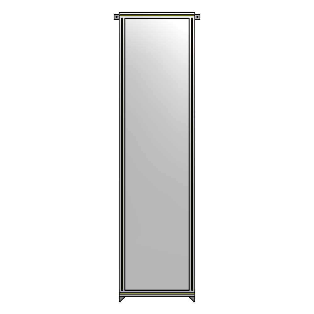 A4-2400-0600-0150-TYPZA SINGLE PANEL-NO LEGS WITH TIE PLATES AND ANGLE 2400MM X 600MM  1/4" POLYCARBONATE, ASSEMBLED