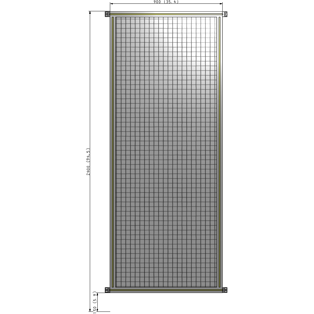 A4-2400-0900-0150-HYMZA SINGLE PANEL-NO LEGS WITH HINGES 2400MM X 900MM  1" MESH, FULLY ASSEMBLED