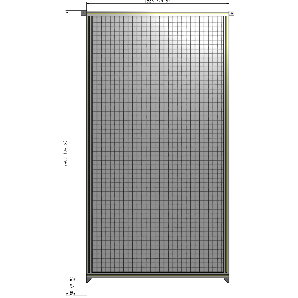 A4-2400-1200-0150-TYMZK SINGLE PANEL-NO LEGS WITH TIE PLATES AND ANGLE 2400MM X 1200MM  1" MESH, AS A KIT