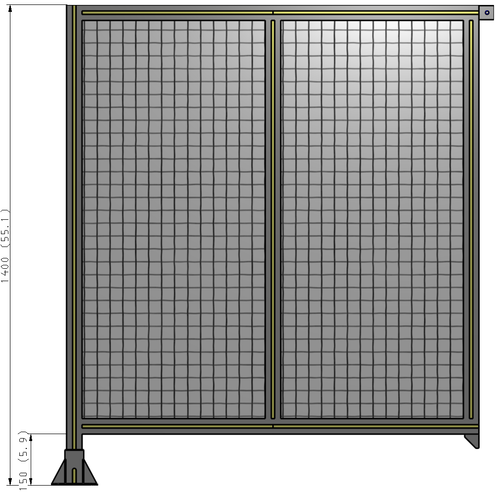 B1-1400-1200-0150-TYMFA DOUBLE PANEL-LEG ON LEFT, TIE PLATE AND ANGLE ON RIGHT 1400MM X 1200MM  1" MESH, FULLY ASSEMBLED