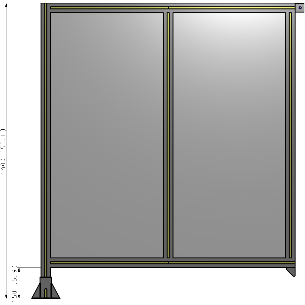B1-1400-1200-0150-TYPFK DOUBLE PANEL-LEG ON LEFT, TIE PLATE AND ANGLE ON RIGHT 1400MM X 1200MM  1/4" POLYCARBONATE, AS A KIT