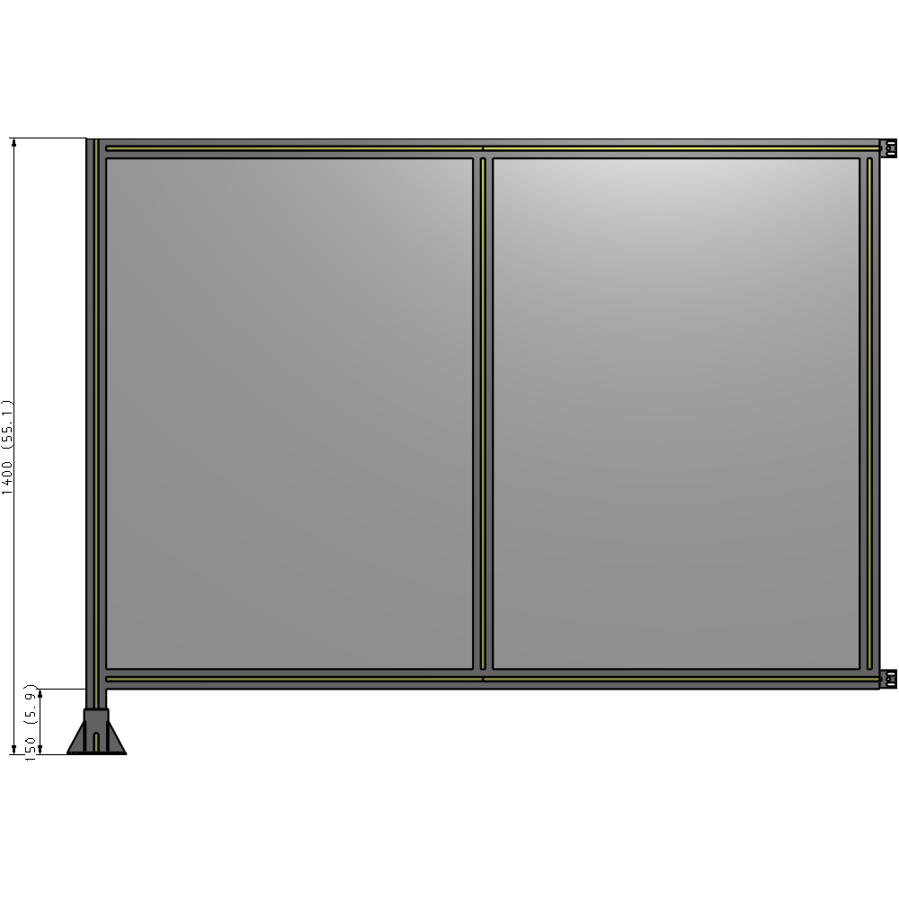 B1-1400-1800-0150-HYPFK DOUBLE PANEL-LEG ON LEFT, HINGE ON RIGHT 1400MM X 1800MM  1/4" POLYCARBONATE, AS A KIT
