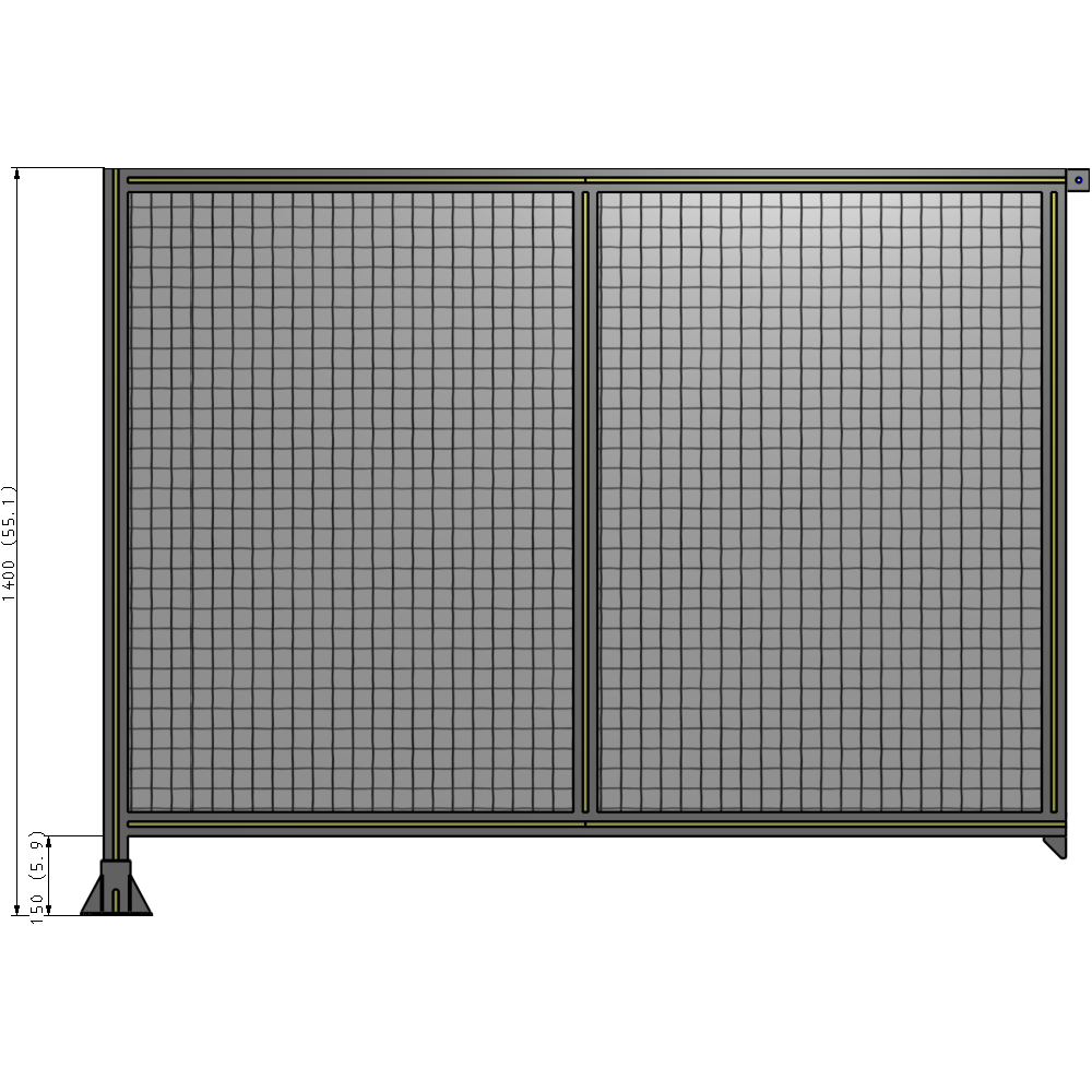 B1-1400-1800-0150-TYMFA DOUBLE PANEL-LEG ON LEFT, TIE PLATE AND ANGLE ON RIGHT 1400MM X 1800MM  1" MESH, FULLY ASSEMBLED