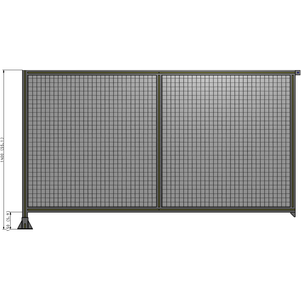 B1-1400-2400-0150-TYMFK DOUBLE PANEL-LEG ON LEFT, TIE PLATE AND ANGLE ON RIGHT 1400MM X 2400MM  1" MESH, FULLY ASSEMBLED