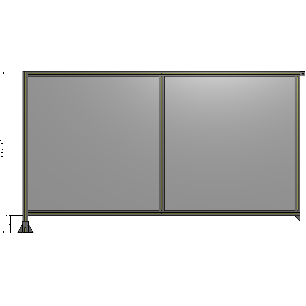 B1-1400-2400-0150-TYPFA DOUBLE PANEL-LEG ON LEFT, TIE PLATE AND ANGLE ON RIGHT 1400MM X 2400MM  1/4" POLYCARBONATE, AS A KIT