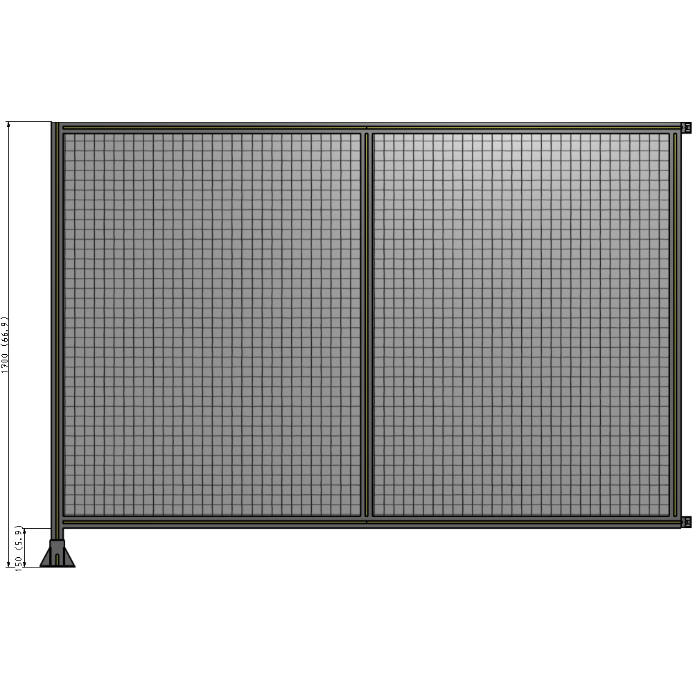 B1-1700-2400-0150-HYMFA DOUBLE PANEL-LEG ON LEFT, HINGE ON RIGHT 1700MM X 2400MM  1" MESH, FULLY ASSEMBLED