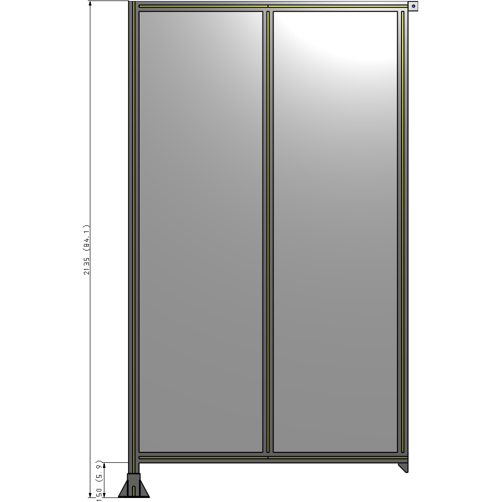B1-2135-1200-0150-TYPFA DOUBLE PANEL-LEG ON LEFT, TIE PLATE AND ANGLE ON RIGHT 2135MM X 1200MM  1/4" POLYCARBONATE, AS A KIT