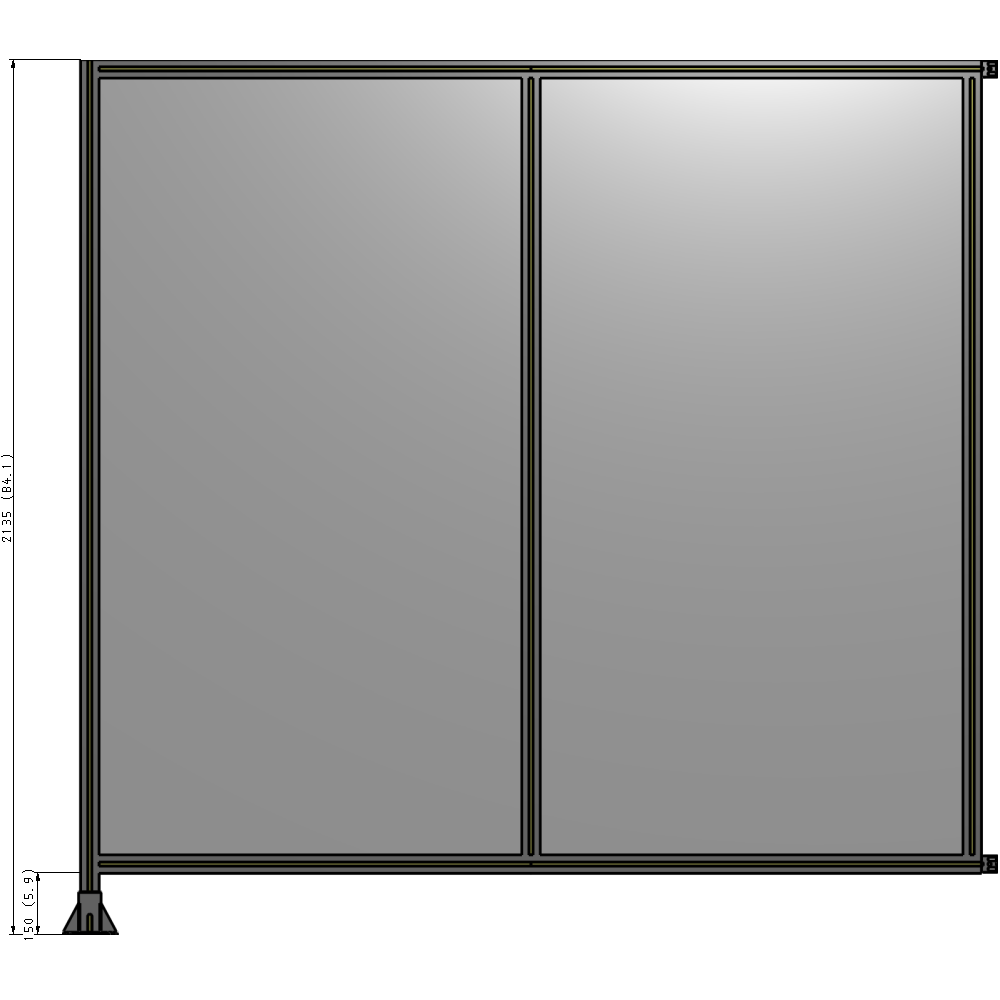 B1-2135-2200-0150-HYPFA DOUBLE PANEL-LEG ON LEFT, HINGE ON RIGHT 2135MM X  2200MM  1/4" POLYCARBONATE, AS A KIT