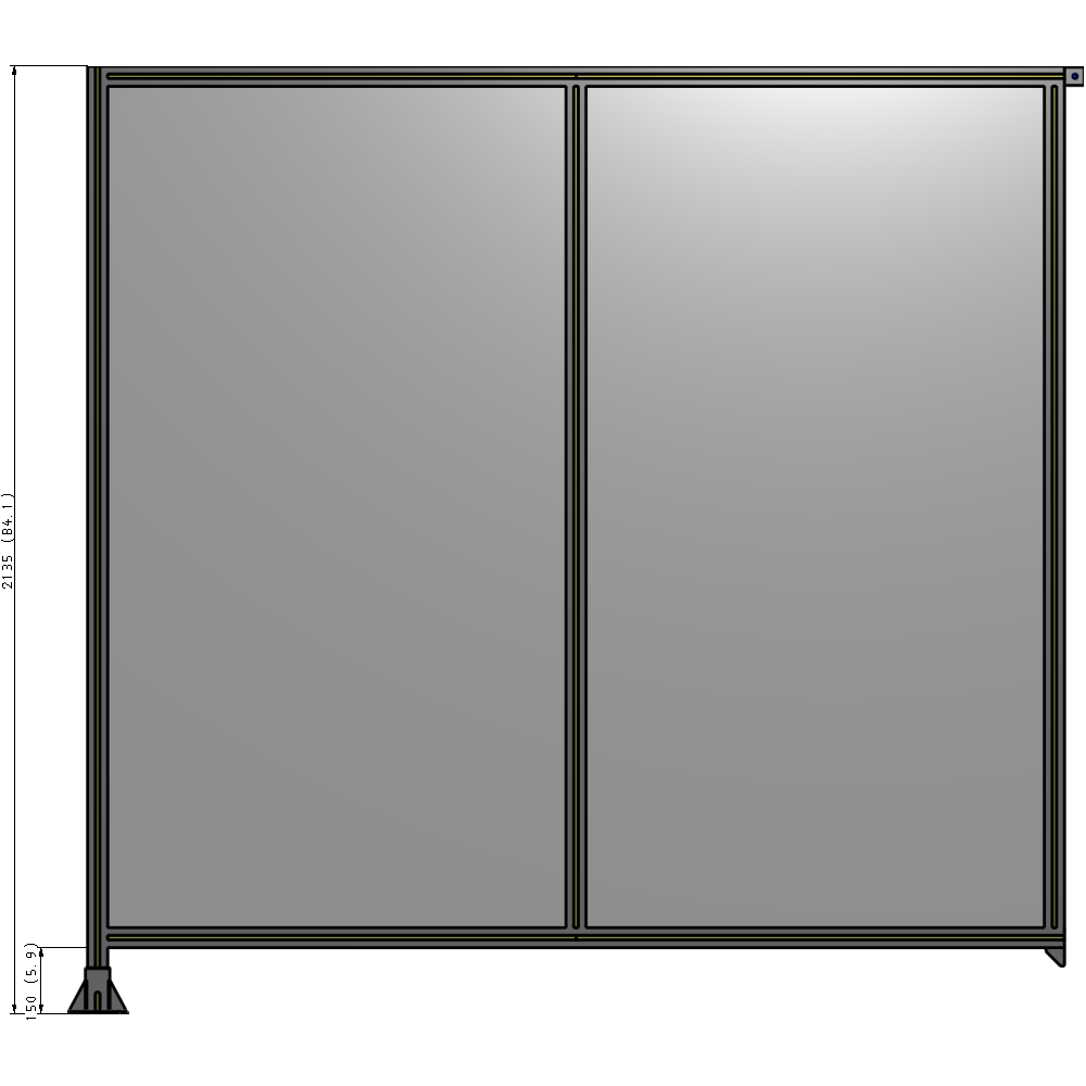 B1-2135-2200-0150-TYPFK DOUBLE PANEL-LEG ON LEFT, TIE PLATE AND ANGLE ON RIGHT 2135MM X  2200MM  1/4" POLYCARBONATE, AS A KIT