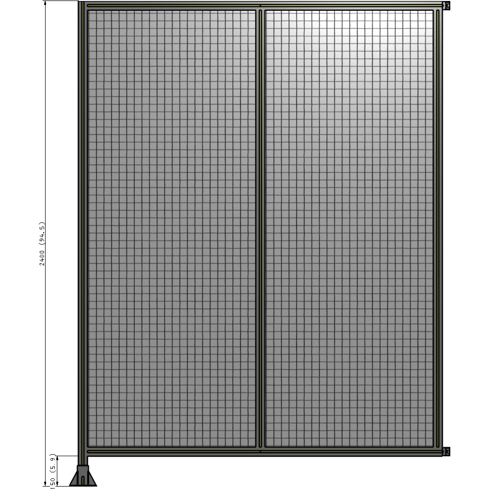 B1-2400-1800-0150-HYMFA DOUBLE PANEL-LEG ON LEFT, HINGE ON RIGHT 2400MM X 1800MM  1" MESH, FULLY ASSEMBLED