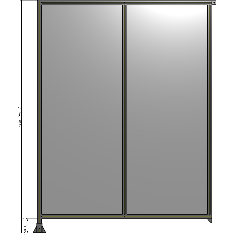 B1-2400-1800-0150-TYPFA DOUBLE PANEL-LEG ON LEFT, TIE PLATE AND ANGLE ON RIGHT 2400MM X 1800MM  1/4" POLYCARBONATE, AS A KIT
