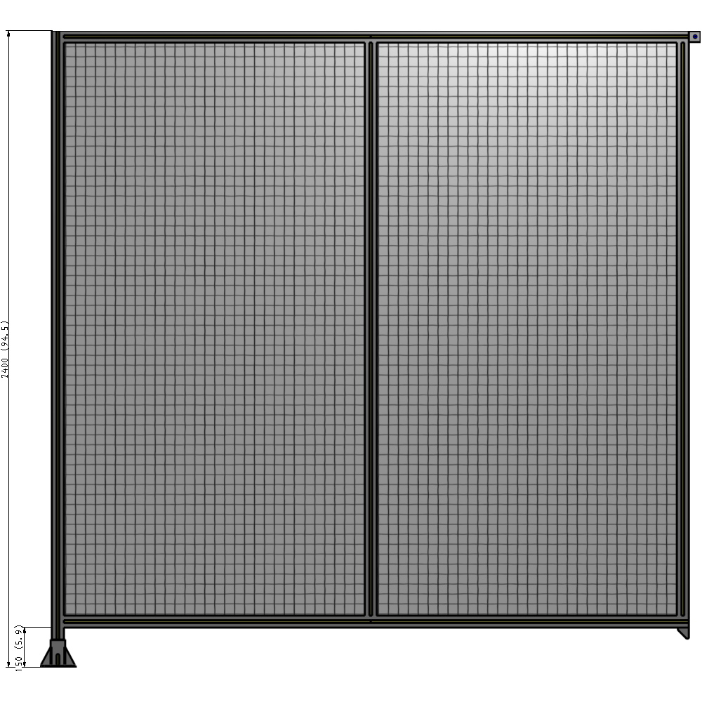 B1-2400-2400-0150-TYMFA DOUBLE PANEL-LEG ON LEFT, TIE PLATE AND ANGLE ON RIGHT 2400MM X 2400MM  1" MESH, AS A KIT