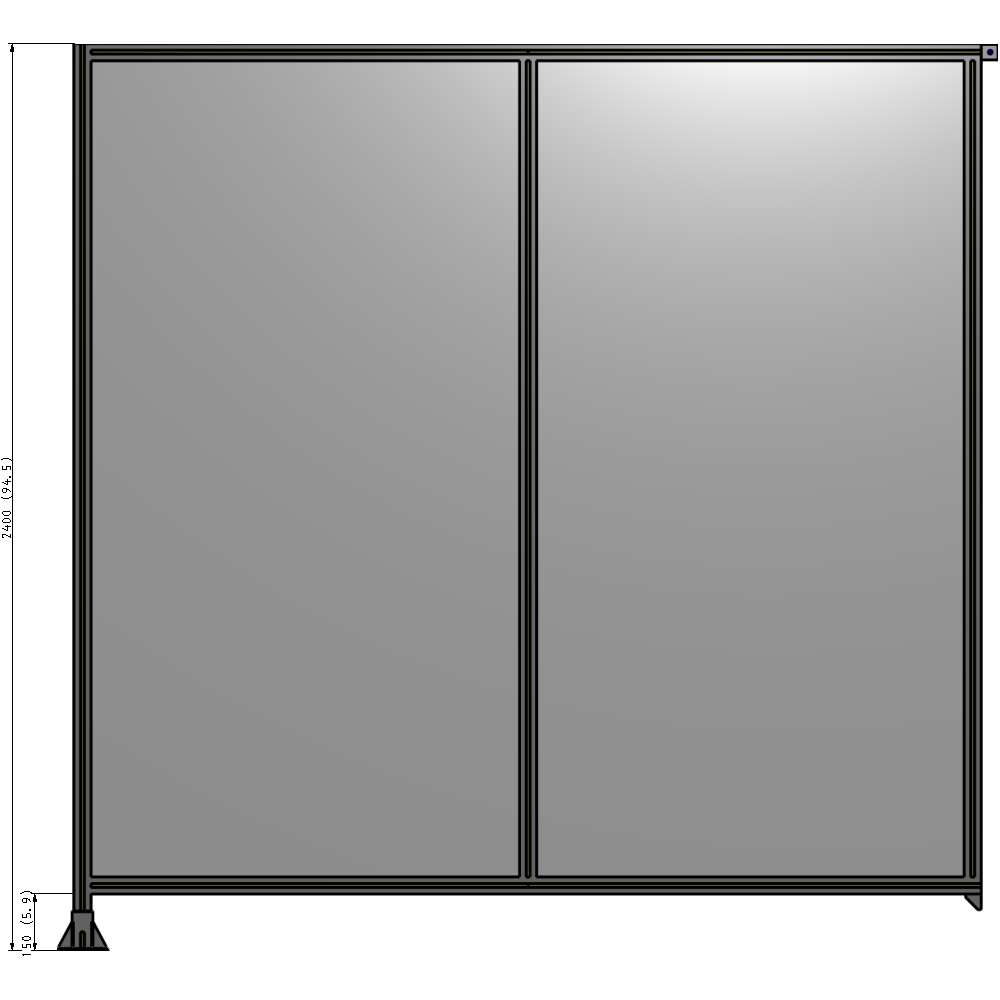 B1-2400-2400-0150-TYPFK DOUBLE PANEL-LEG ON LEFT, TIE PLATE AND ANGLE ON RIGHT 2400MM X 2400MM  1/4" POLYCARBONATE, AS A KIT