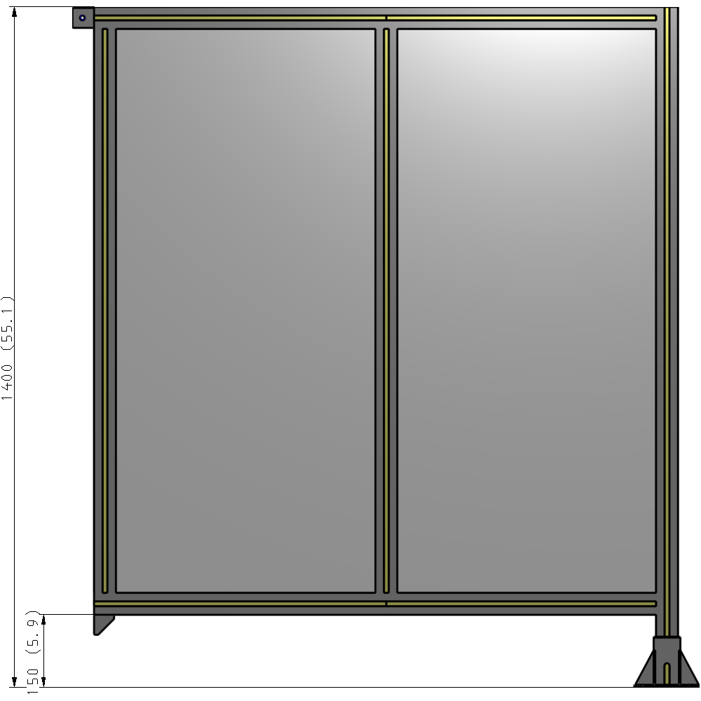 B2-1400-1200-0150-TYPFK DOUBLE PANEL-LEG ON RIGHT, TIE PLATE AND ANGLE ON LEFT 1400MM X 1200MM 1/4" POLYCARBONATE, AS A KIT
