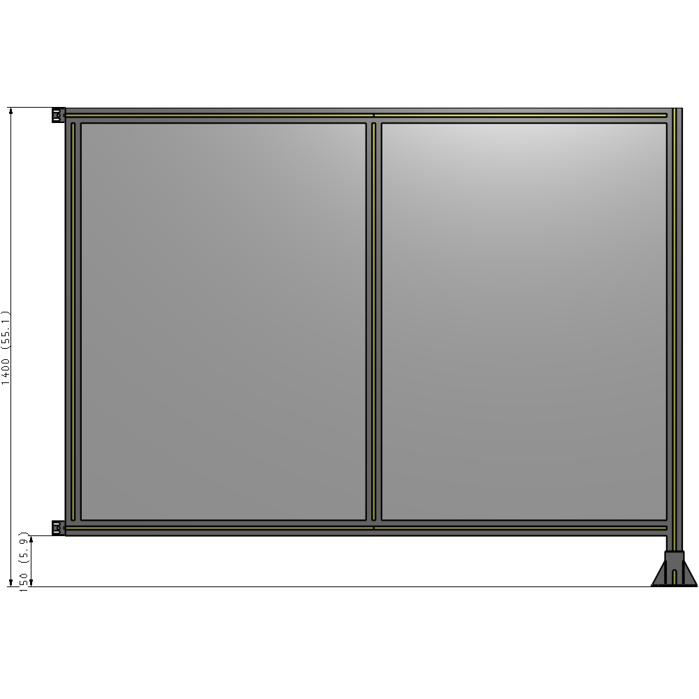 B2-1400-1800-0150-HYPFK DOUBLE PANEL-LEG ON RIGHT, HINGE ON LEFT 1400MM X 1800MM 1/4" POLYCARBONATE, AS A KIT