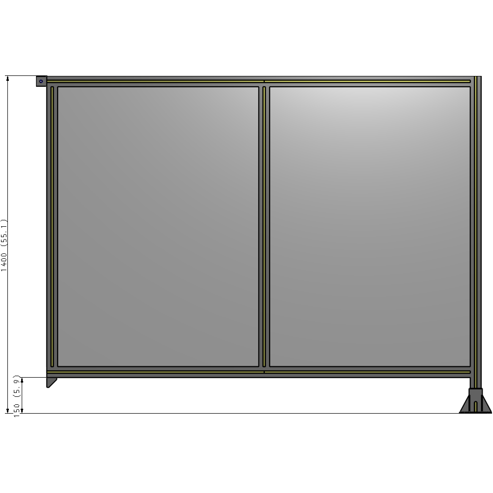 B2-1400-1800-0150-TYPFK DOUBLE PANEL-LEG ON RIGHT, TIE PLATE AND ANGLE ON LEFT 1400MM X 1800MM 1/4" POLYCARBONATE, AS A KIT