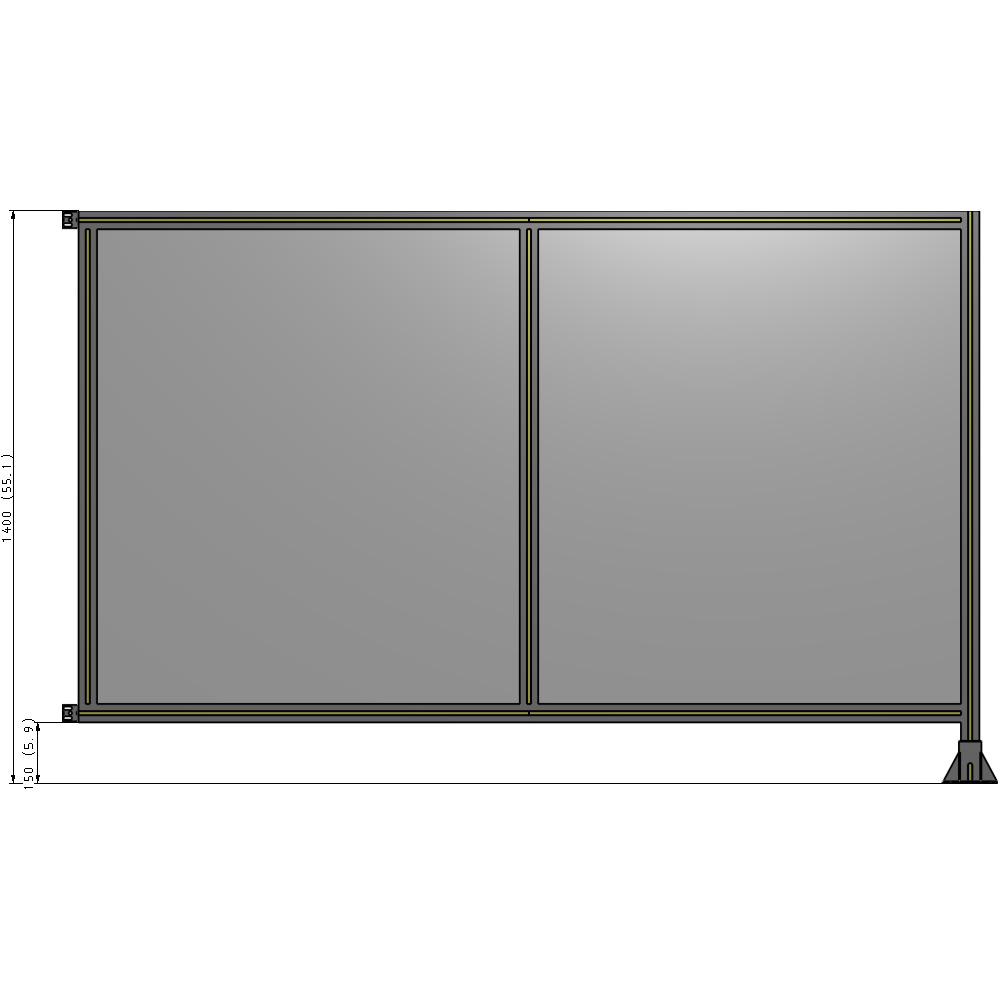 B2-1400-2200-0150-HYPFA DOUBLE PANEL-LEG ON RIGHT, HINGE ON LEFT 1400MM X 2200MM  1/4" POLYCARB, ASSEMBLED