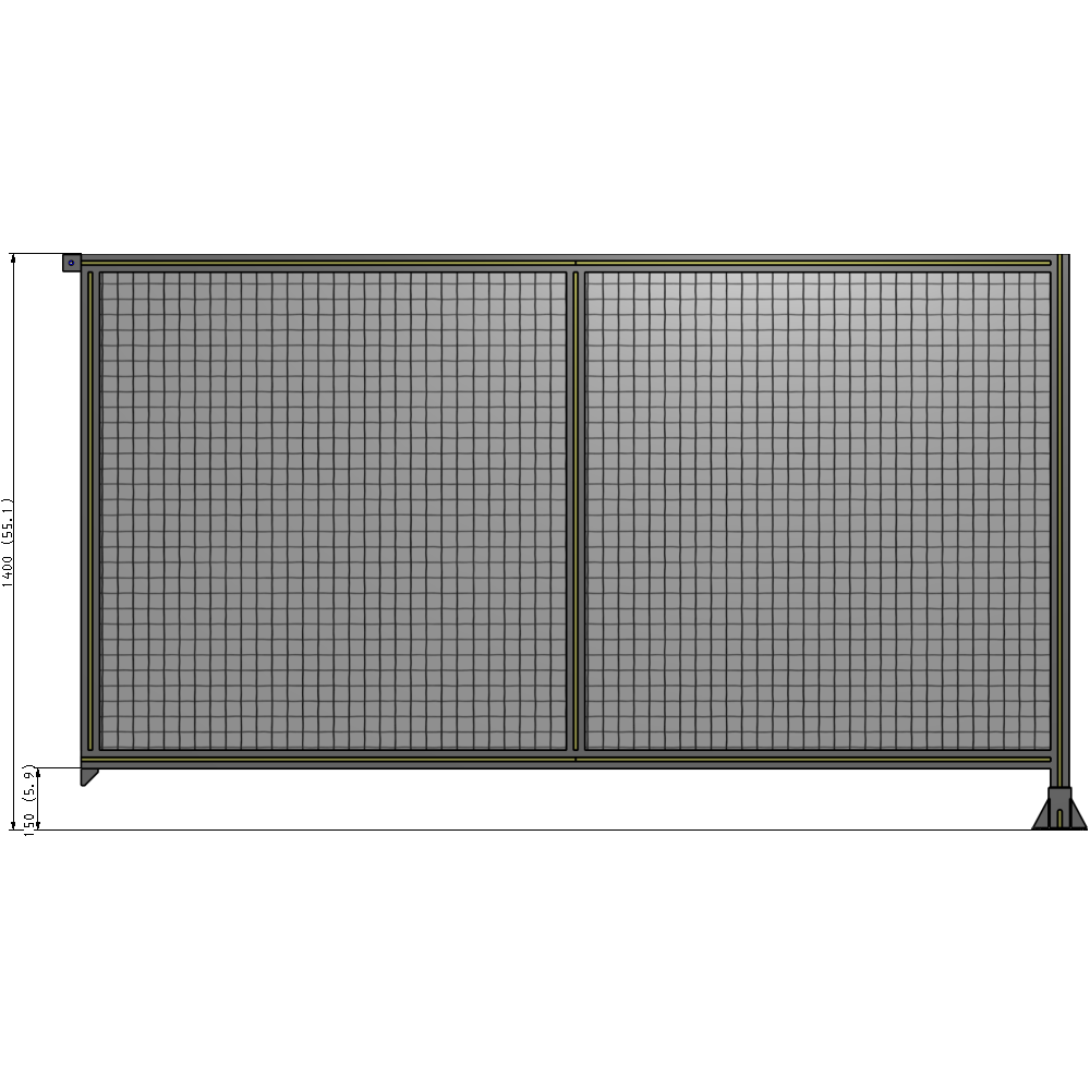B2-1400-2400-0150-TYMFK DOUBLE PANEL-LEG ON RIGHT, TIE PLATE AND ANGLE ON LEFT 1400MM X 2400MM 1" MESH, FULLY ASSEMBLED