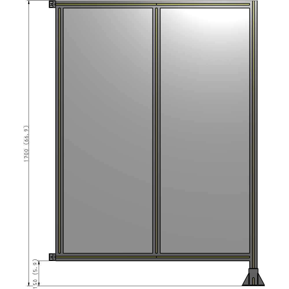 B2-1700-1200-0150-HYPFK DOUBLE PANEL-LEG ON RIGHT, HINGE ON LEFT 1700MM X 1200MM  1/4" POLYCARB, ASSEMBLED