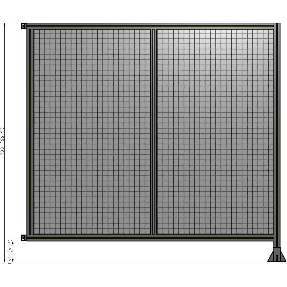 B2-1700-1800-0150-HYMFK DOUBLE PANEL-LEG ON RIGHT, HINGE ON LEFT 1700MM X 1800MM  1" MESH, AS A KIT