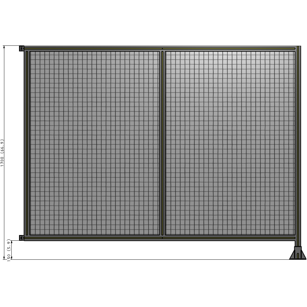 B2-1700-2200-0150-HYMFA DOUBLE PANEL-LEG ON RIGHT, HINGE ON LEFT 1700MM X 2200MM 1" MESH, FULLY ASSEMBLED