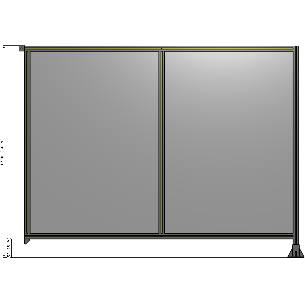 B2-1700-2200-0150-TYPFK DOUBLE PANEL-LEG ON RIGHT, TIE PLATE AND ANGLE ON LEFT 1700MM X 2200MM 1/4" POLYCARBONATE, AS A KIT