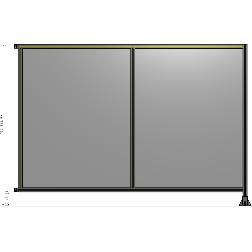 B2-1700-2400-0150-HYPFA DOUBLE PANEL-LEG ON RIGHT, HINGE ON LEFT 1700MM X 2400MM 1/4" POLYCARB, ASSEMBLED