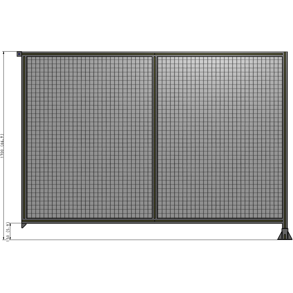 B2-1700-2400-0150-TYMFK DOUBLE PANEL-LEG ON RIGHT, TIE PLATE AND ANGLE ON LEFT 1700MM X 2400MM 1" MESH, FULLY ASSEMBLED