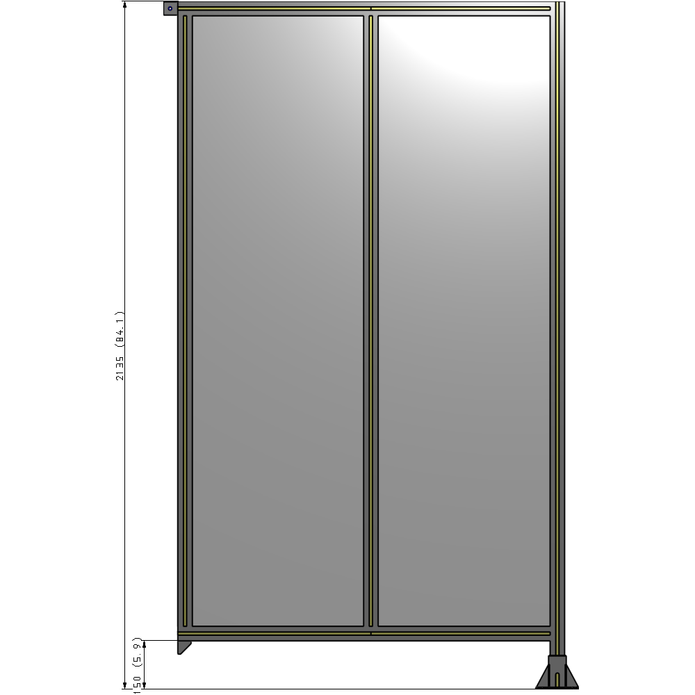 B2-2135-1200-0150-TYPFK DOUBLE PANEL-LEG ON RIGHT, TIE PLATE AND ANGLE ON LEFT 2135MM X 1200MM 1/4" POLYCARB, ASSEMBLED