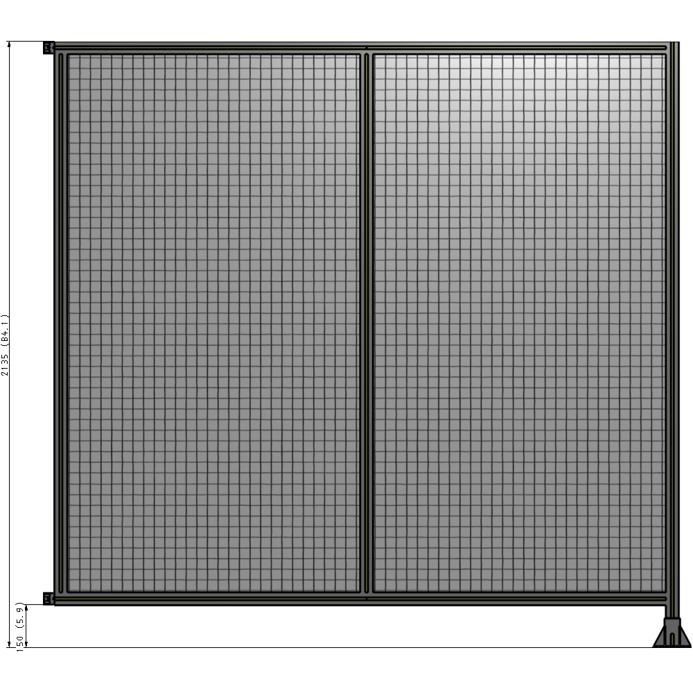 B2-2135-2200-0150-HYMFK DOUBLE PANEL-LEG ON RIGHT, HINGE ON LEFT 2135MM X 2200MM 1" MESH, FULLY ASSEMBLED