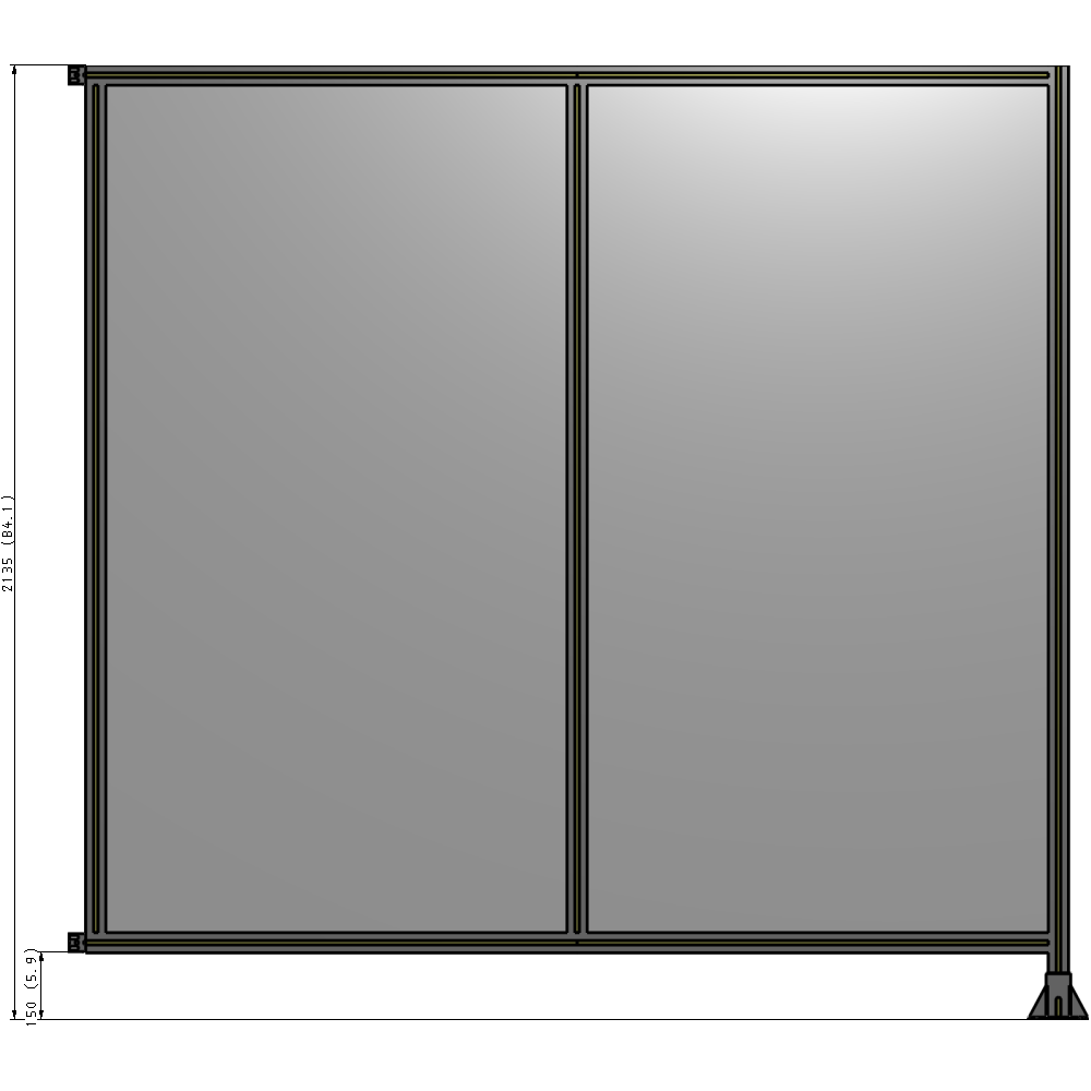 B2-2135-2200-0150-HYPFA DOUBLE PANEL-LEG ON RIGHT, HINGE ON LEFT 2135MM X 2200MM 1/4" POLYCARB, ASSEMBLED