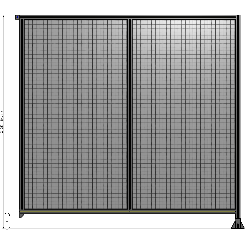 B2-2135-2200-0150-TYMFA DOUBLE PANEL-LEG ON RIGHT, TIE PLATE AND ANGLE ON LEFT 2135MM X 2200MM 1" MESH, FULLY ASSEMBLED
