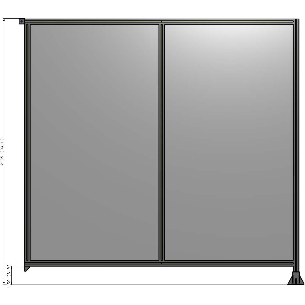 B2-2135-2200-0150-TYPFK DOUBLE PANEL-LEG ON RIGHT, TIE PLATE AND ANGLE ON LEFT 2135MM X 2200MM 1/4" POLYCARBONATE, AS A KIT