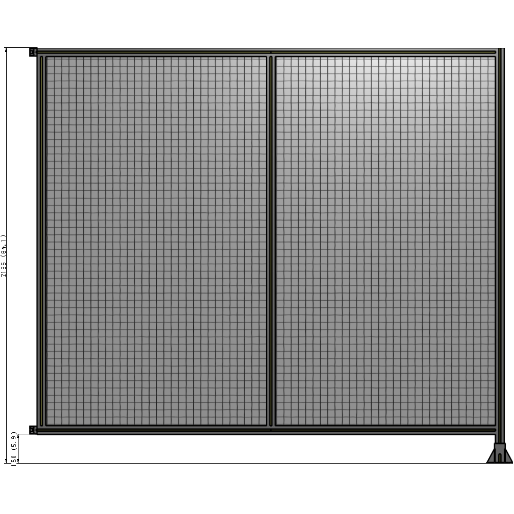 B2-2135-2400-0150-HYMFA DOUBLE PANEL-LEG ON RIGHT, HINGE ON LEFT 2135MM X 2400MM 1" MESH, FULLY ASSEMBLED