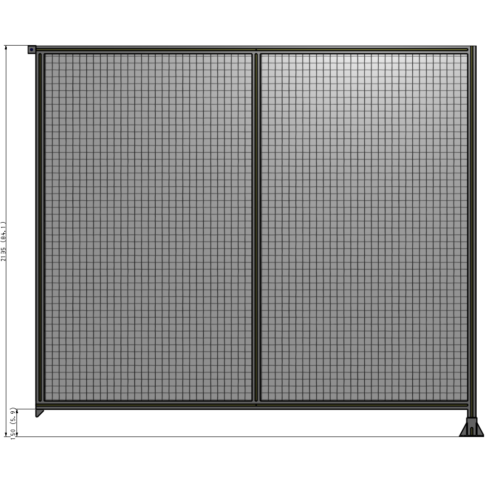 B2-2135-2400-0150-TYMFA DOUBLE PANEL-LEG ON RIGHT, TIE PLATE AND ANGLE ON LEFT 2135MM X 2400MM 1" MESH, FULLY ASSEMBLED