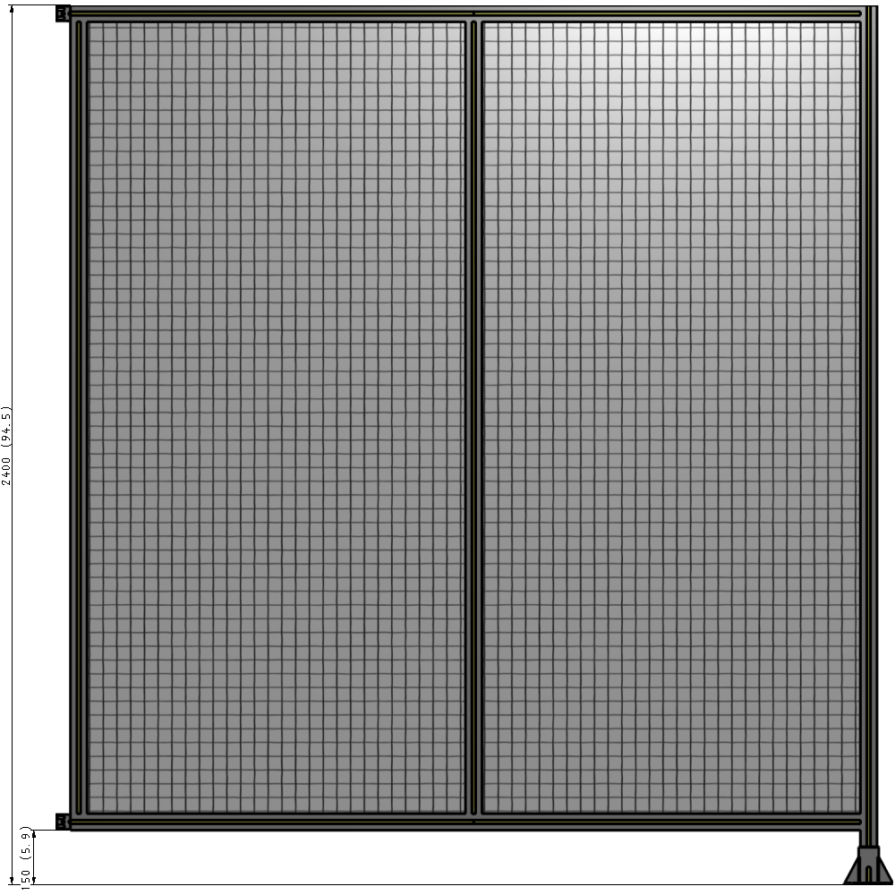 B2-2400-2200-0150-HYMFA DOUBLE PANEL-LEG ON RIGHT, HINGE ON LEFT 2400MM X 2200MM  1" MESH, AS A KIT