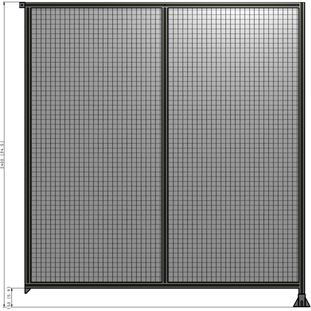 B2-2400-2200-0150-TYMFA DOUBLE PANEL-LEG ON RIGHT, TIE PLATE AND ANGLE ON LEFT 2400MM X 2200MM  1" MESH, AS A KIT