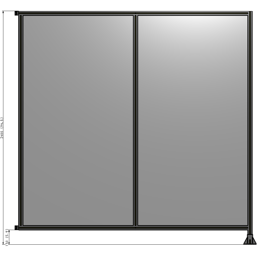 B2-2400-2400-0150-HYPFA DOUBLE PANEL-LEG ON RIGHT, HINGE ON LEFT 2400MM X 2400MM  1/4" POLYCARBONATE, AS A KIT