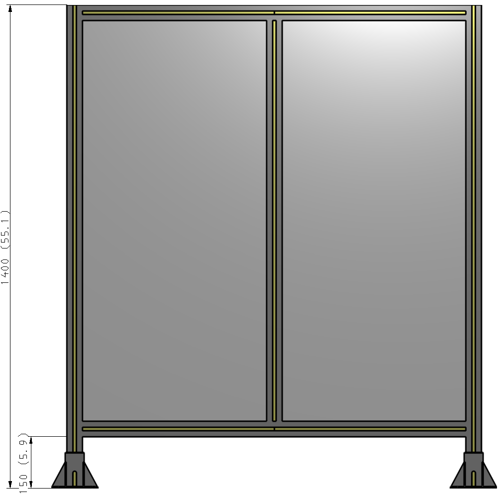 B3-1400-1200-0150-ZYPFK DOUBLE PANEL-LEG ON EACH SIDE 1400MM X 1200MM 1/4" POLYCARBONATE, AS A KIT
