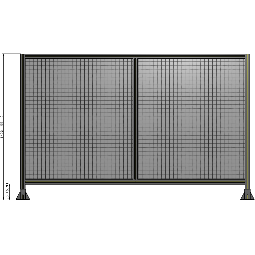 B3-1400-2200-0150-ZYMFA DOUBLE PANEL-LEG ON EACH SIDE 1400MM X 2200MM 1" MESH, FULLY ASSEMBLED