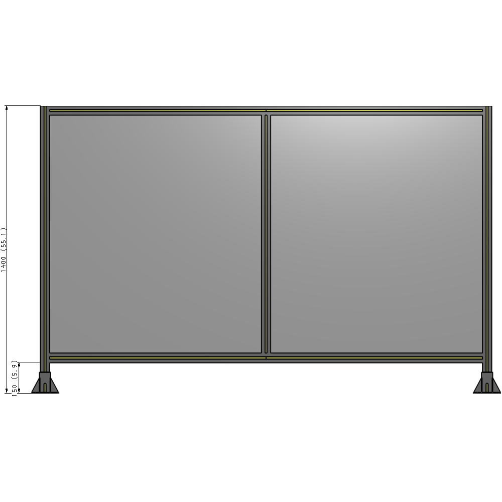 B3-1400-2200-0150-ZYPFK DOUBLE PANEL-LEG ON EACH SIDE 1400MM X 2200MM  1/4" POLYCARBONATE, AS A KIT