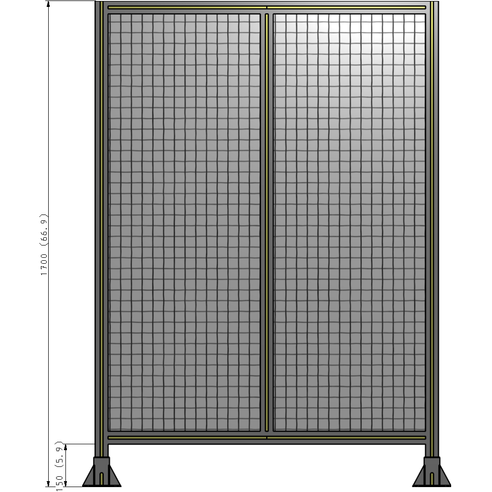 B3-1700-1200-0150-ZYMFK DOUBLE PANEL-LEG ON EACH SIDE 1700MM X 1200MM  1" MESH, FULLY ASSEMBLED