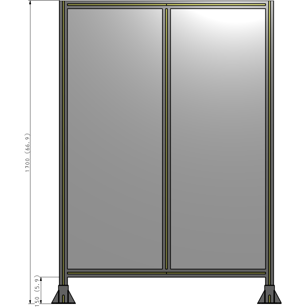 B3-1700-1200-0150-ZYPFA DOUBLE PANEL-LEG ON EACH SIDE  1700MM X 1200MM  1/4" POLYCARBONATE, AS A KIT