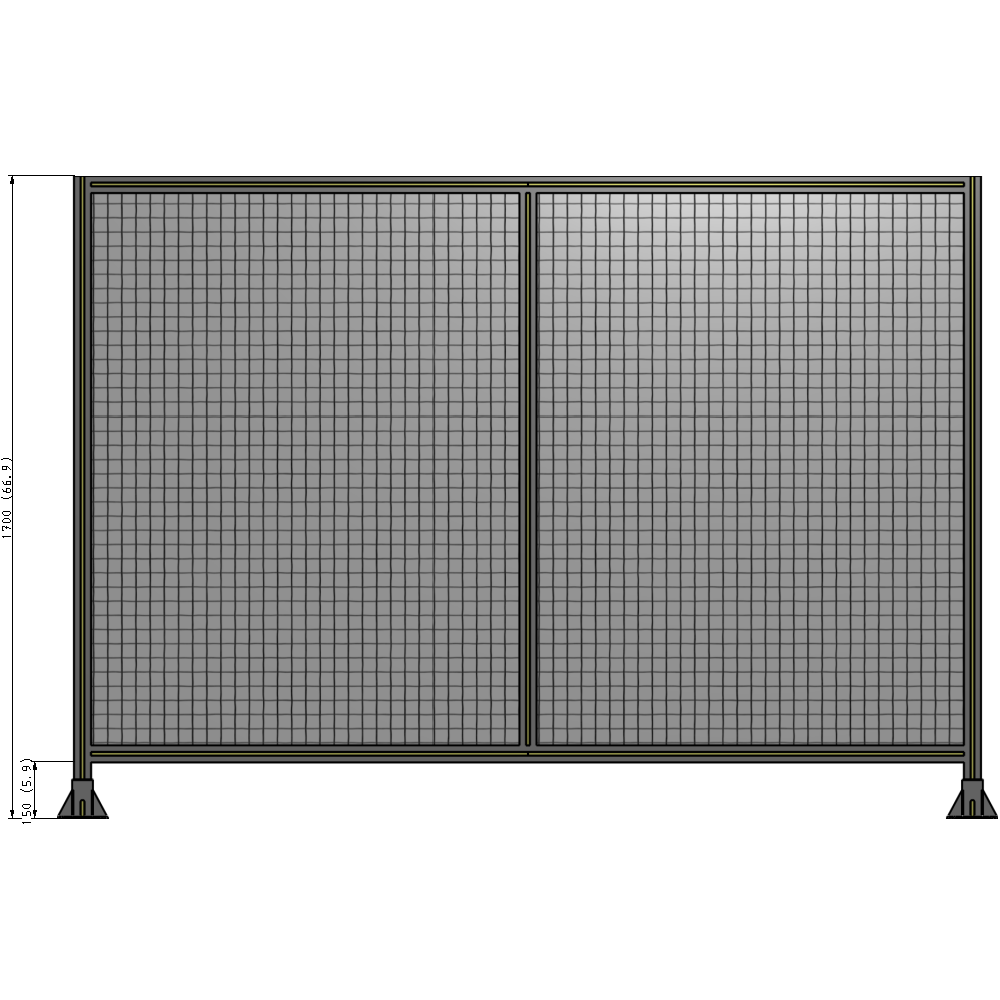 B3-1700-2400-0150-ZYMFK DOUBLE PANEL-LEG ON EACH SIDE 1700MM X 2400MM  1" MESH, FULLY ASSEMBLED
