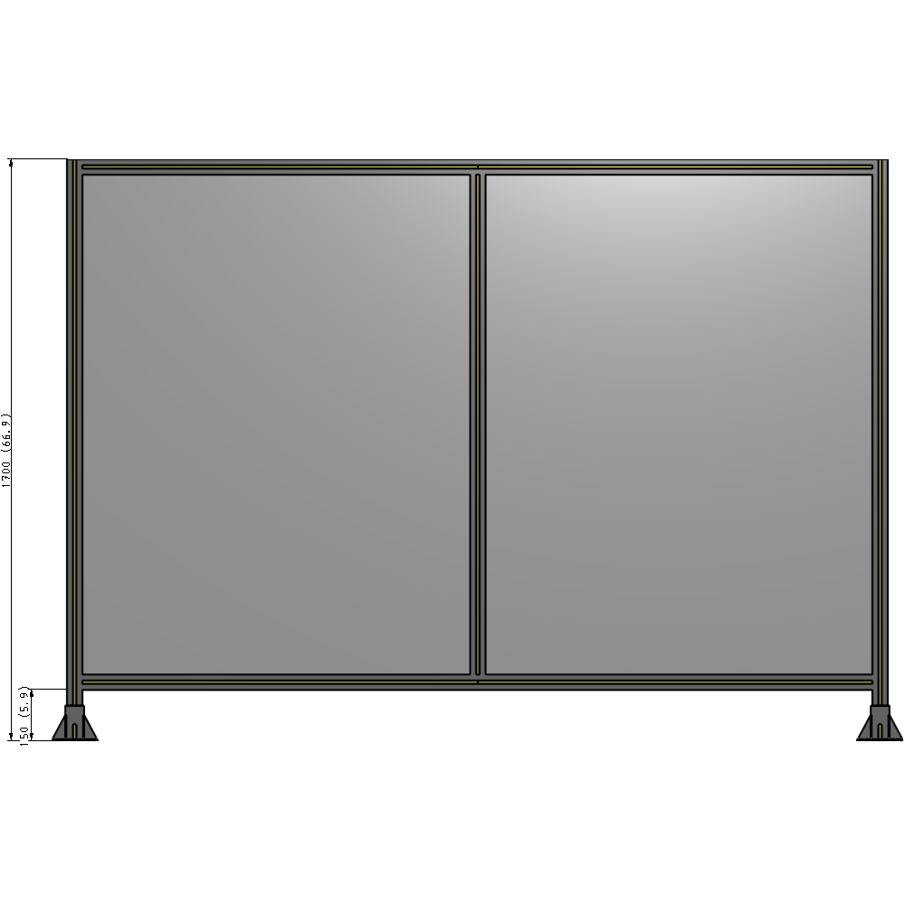 B3-1700-2400-0150-ZYPFA DOUBLE PANEL-LEG ON EACH SIDE  1700MM X 2400MM  1/4" POLYCARBONATE, AS A KIT