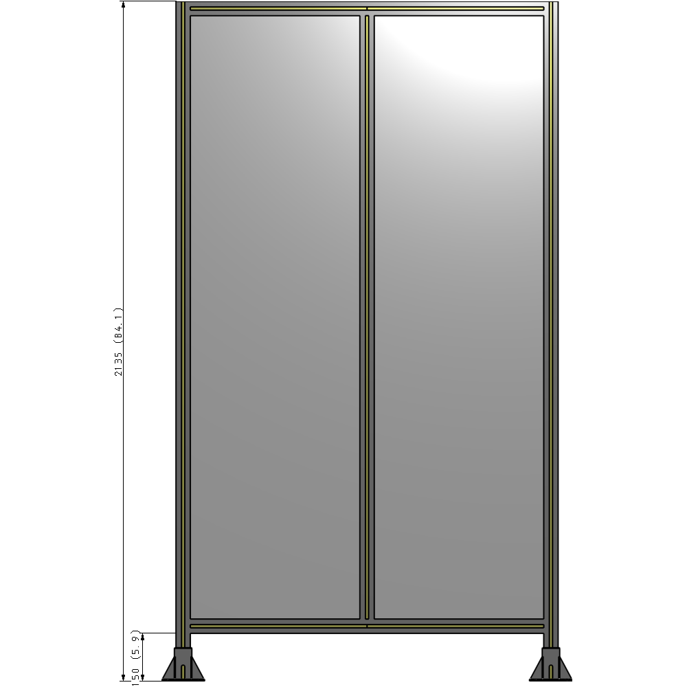 B3-2135-1200-0150-ZYPFK DOUBLE PANEL-LEG ON EACH SIDE 2135MM X 1200MM  1/4" POLYCARBONATE, FULLY ASSEMBLED