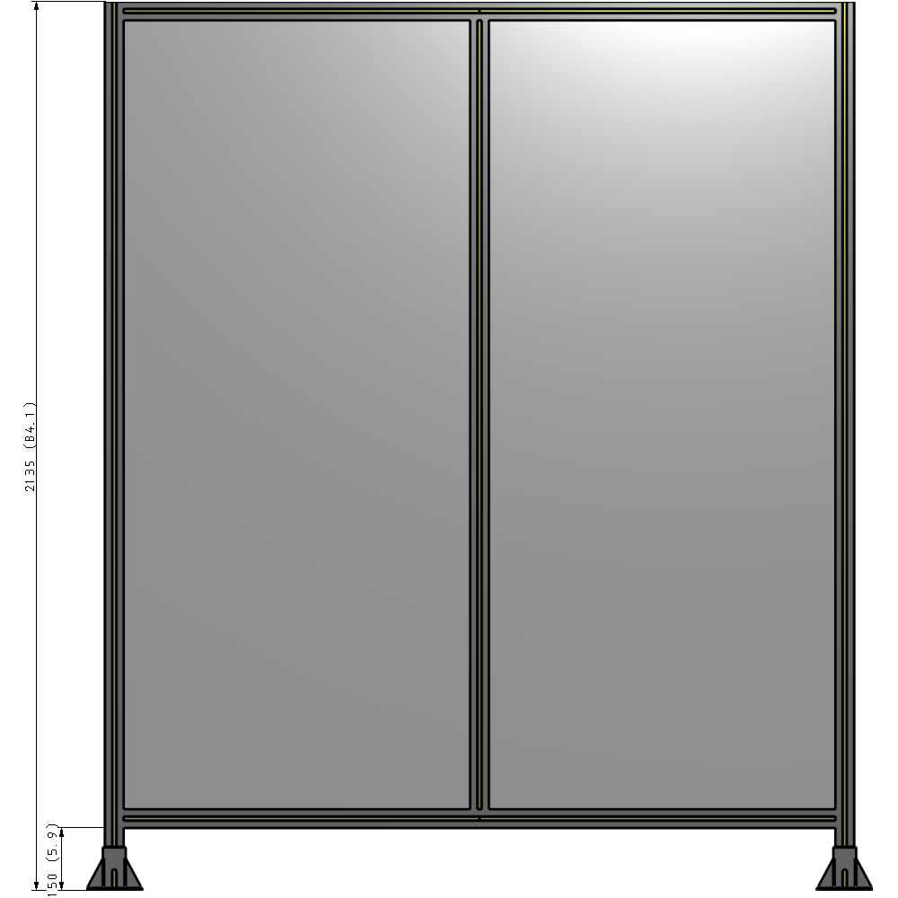 B3-2135-1800-0150-ZYPFA DOUBLE PANEL-LEG ON EACH SIDE  2135MM X 1800MM  1/4" POLYCARBONATE, FULLY ASSEMBLED