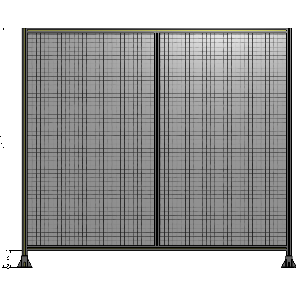 B3-2135-2400-0150-ZYMFA DOUBLE PANEL-LEG ON EACH SIDE 2135MM X 2400MM 1" MESH, FULLY ASSEMBLED