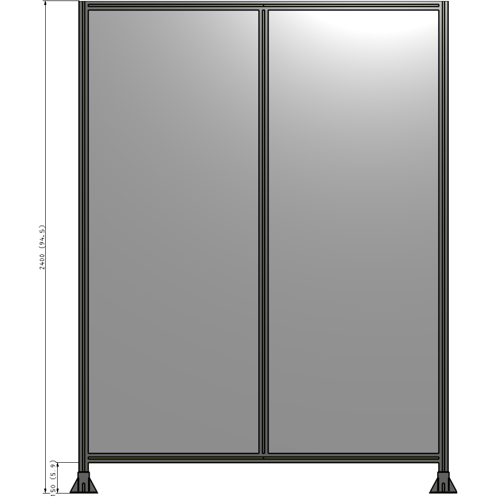 B3-2400-1800-0150-ZYPFA DOUBLE PANEL-LEG ON EACH SIDE 2400MM X 1800MM 1/4" POLYCARBONATE, FULLY ASSEMBLED
